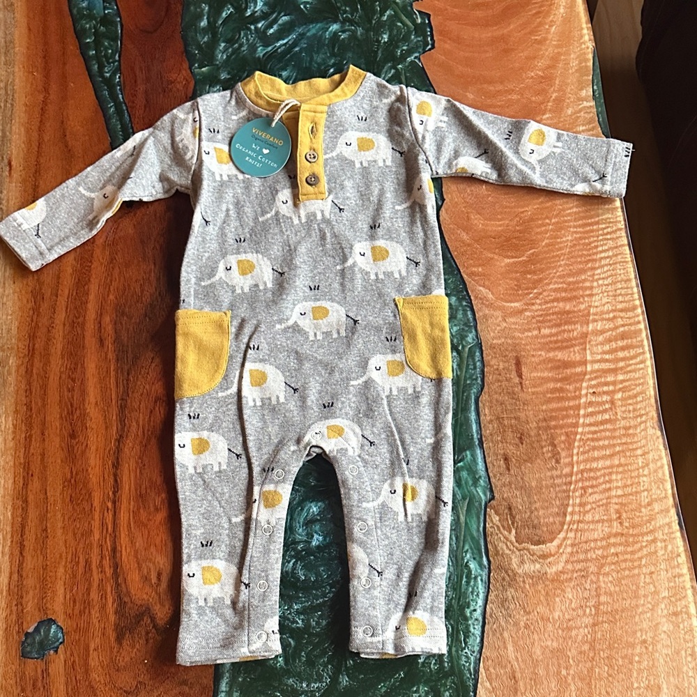 Charming Gray and Yellow Elephant Footie